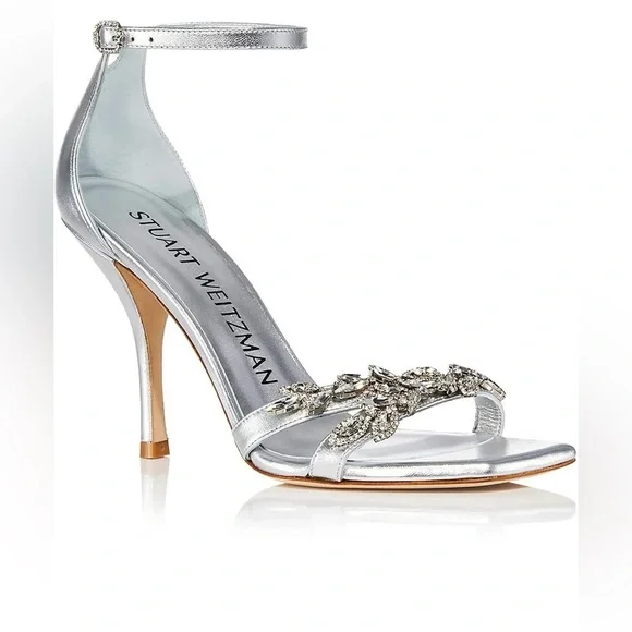 Stuart Weitzman Women's Nudist Vow Crystal Heel Sandals Size - Picture 2 of 11